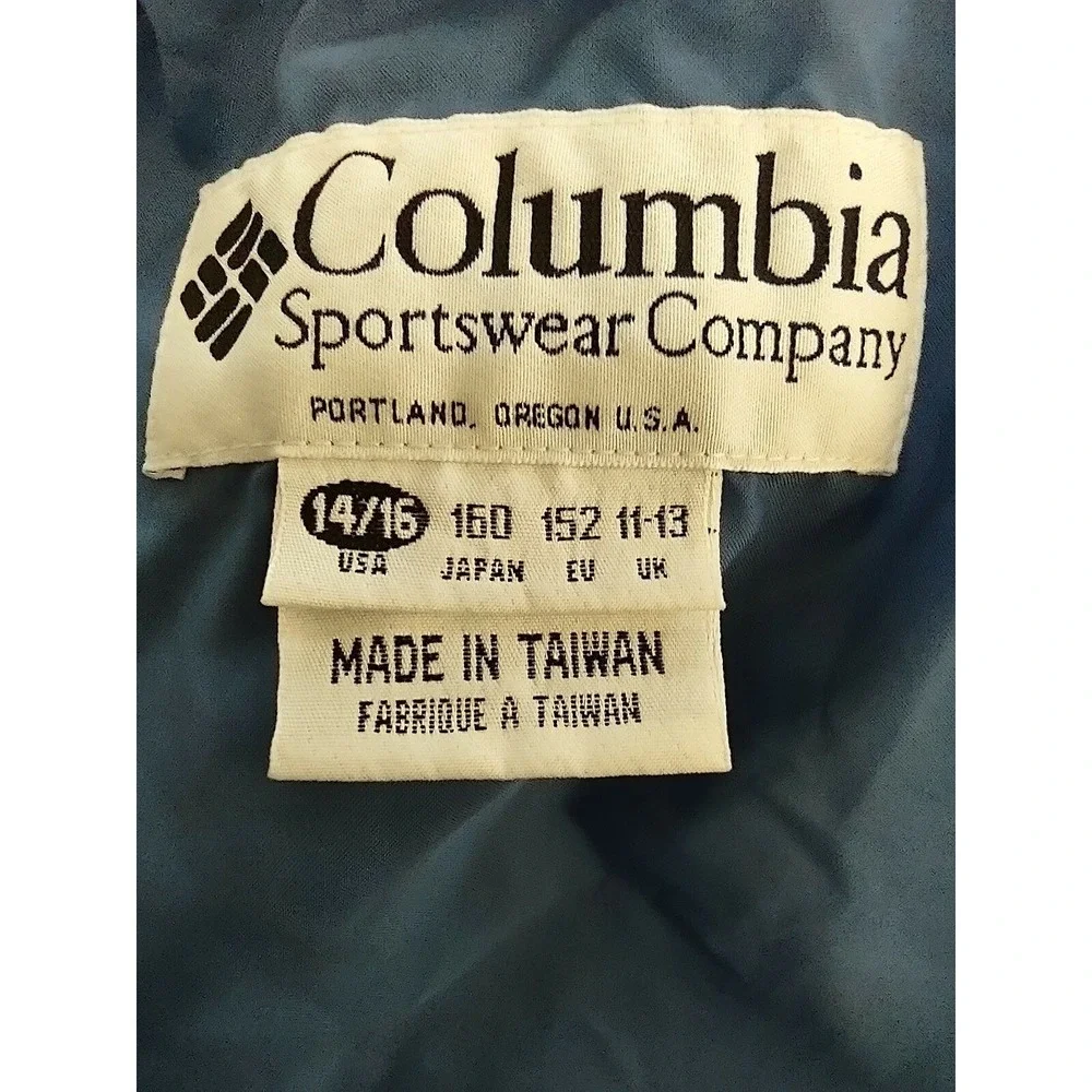 Columbia Jacket Windbreaker Boys Youth 14/16 Full Zip & Snap Closure Blue Yellow